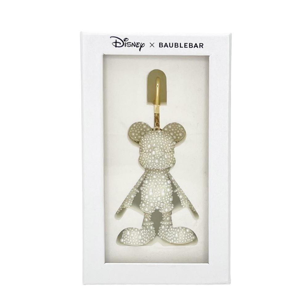 Disney X Baublebar Mickey Mouse Disney Bag Charm Faux Pearl White NWT New in Box - Picture 2 of 8